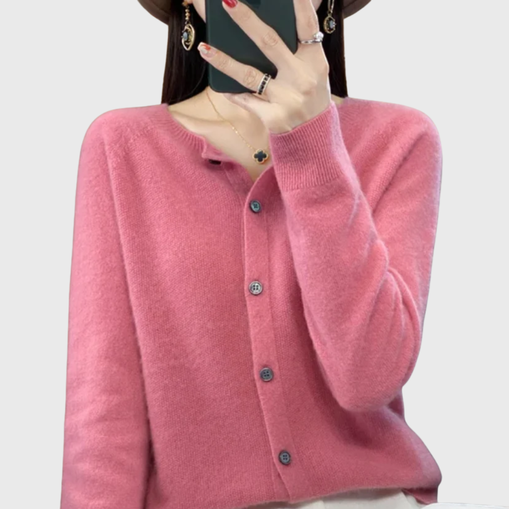 Women's Button-Front Cardigan Crew Neck Long Sleeve Knit Casual Sweater