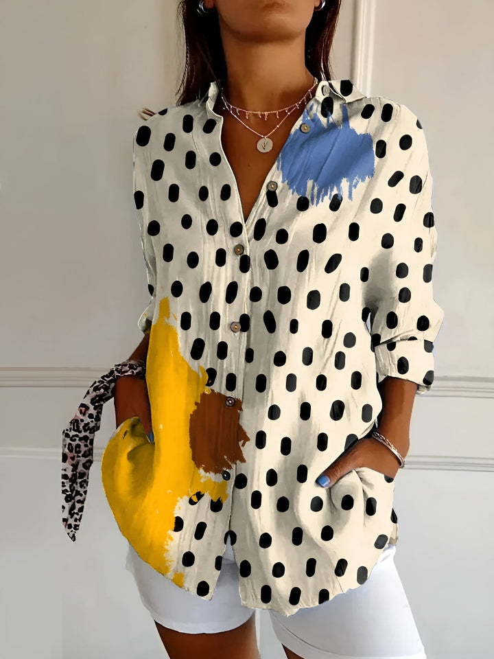 Beth | Button-Up Blouse with Split Neck and Oversized Fit for Women