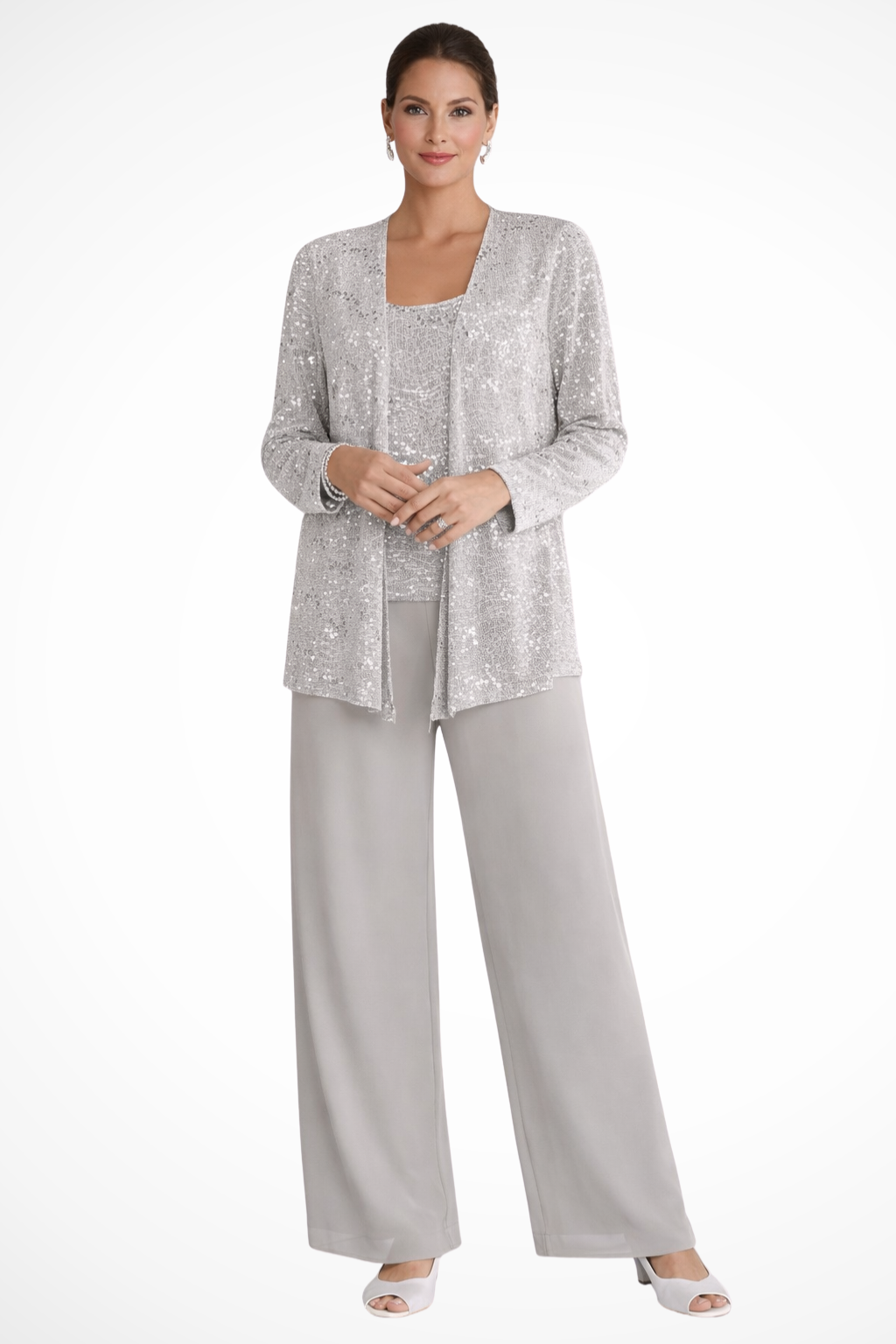 Veronica | Sequin Wide Leg Three-Piece Pant Set for Women