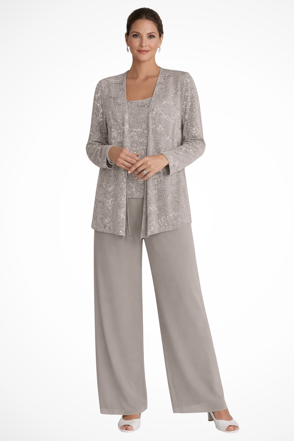 Veronica | Sequin Wide Leg Three-Piece Pant Set for Women