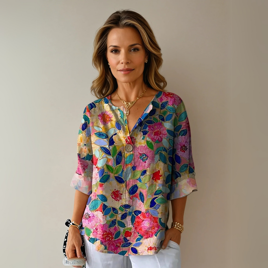 Anastasia | Floral V-Neck Blouse for Women
