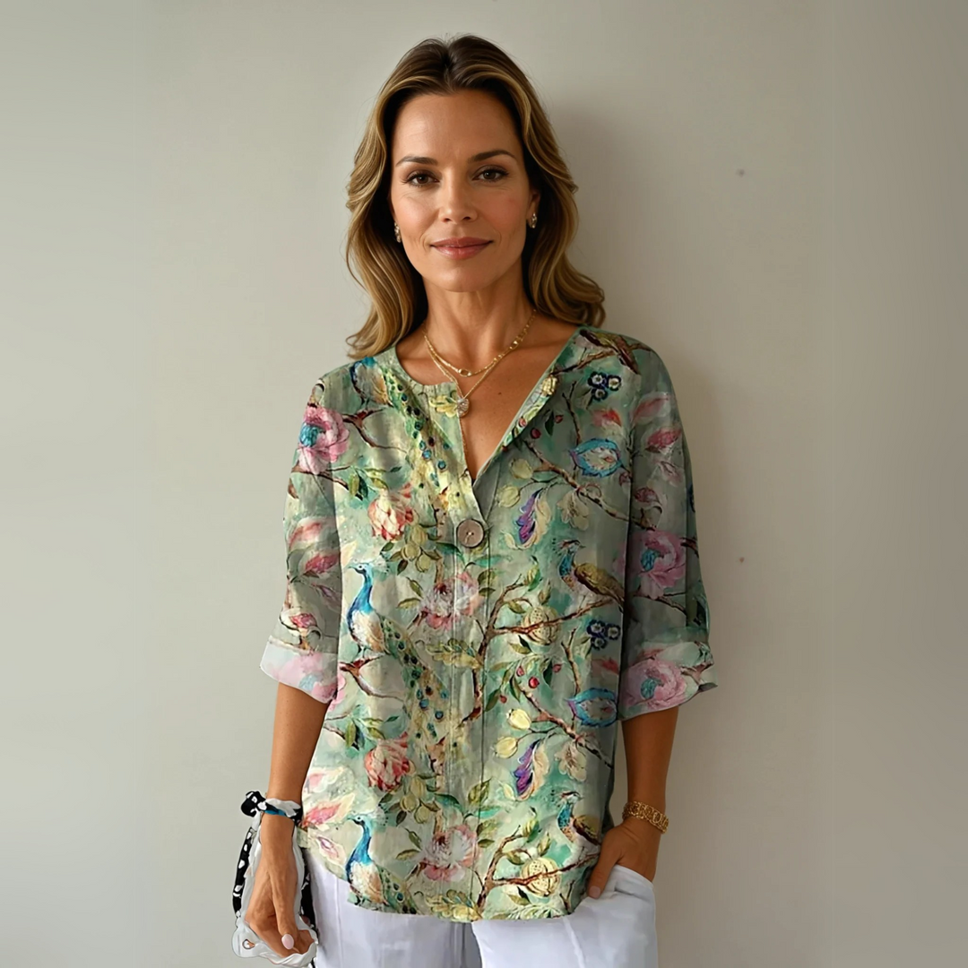 Anastasia | Floral V-Neck Blouse for Women