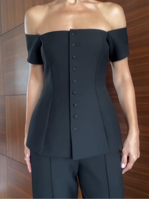 Sofia Off-Shoulder Vest Suit