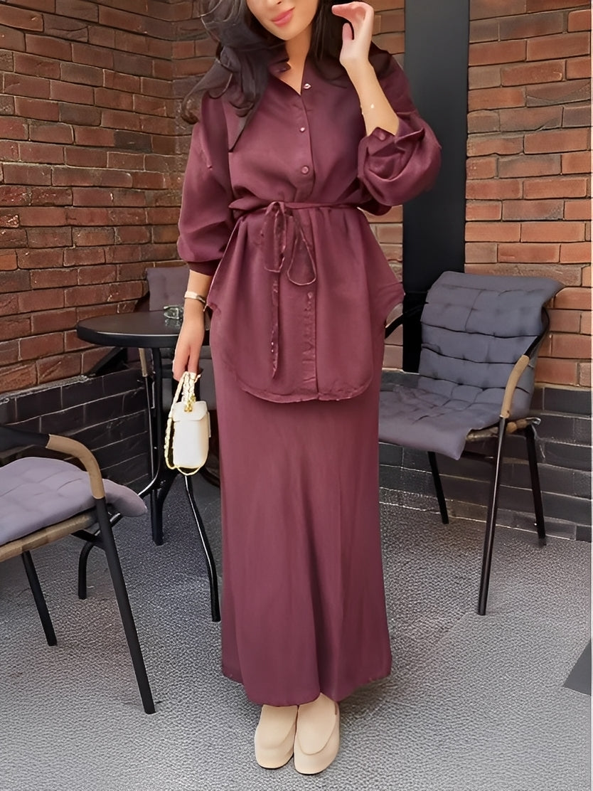 Scarlett Tie-Drawstring Shirt and Skirt Set