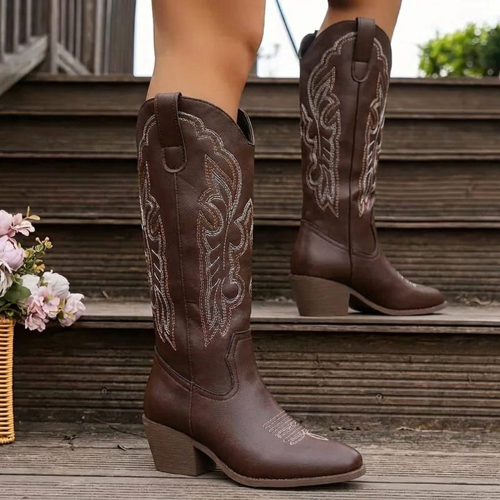 Wendeline | Embroidered Cowgirl Block Heel Boots for Women