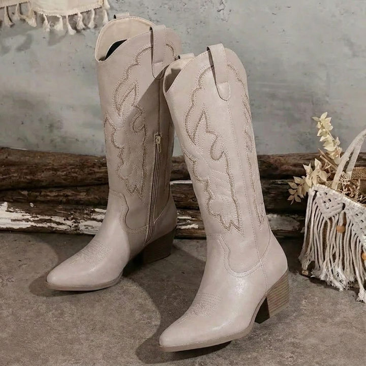 Wendeline | Embroidered Cowgirl Block Heel Boots for Women