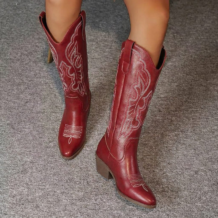 Wendeline | Embroidered Cowgirl Block Heel Boots for Women