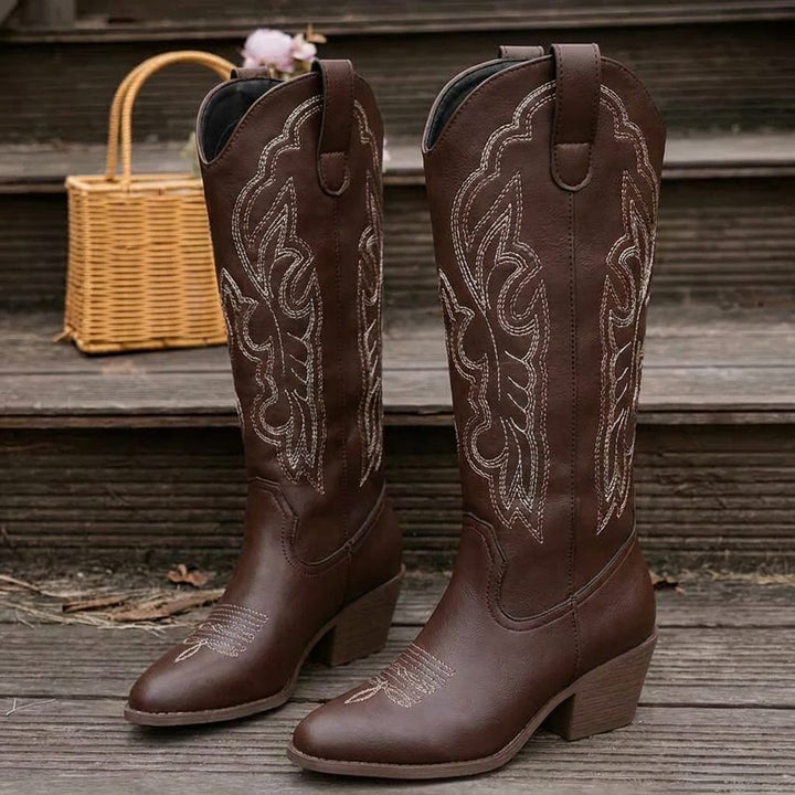 Wendeline | Embroidered Cowgirl Block Heel Boots for Women