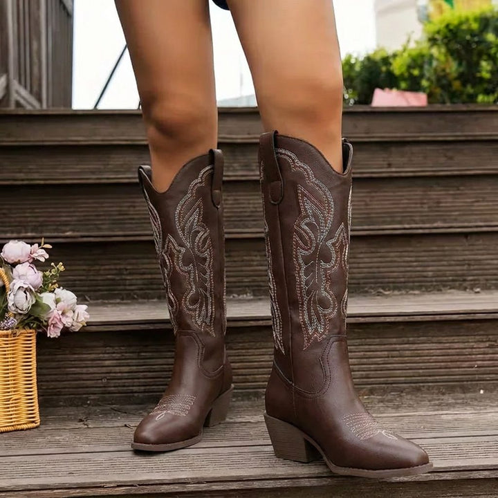 Wendeline | Embroidered Cowgirl Block Heel Boots for Women
