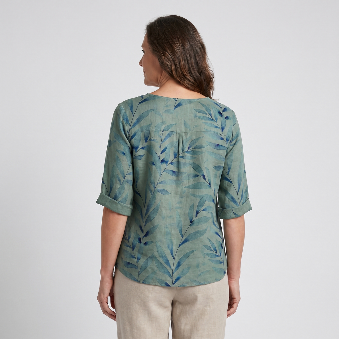 Mathilda | Printed Blouse with Roll-Up Sleeves and Oversized Fit for Women