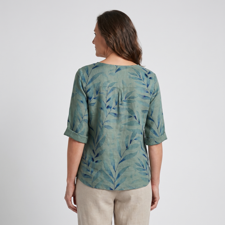 Mathilda | Printed Blouse with Roll-Up Sleeves and Oversized Fit for Women