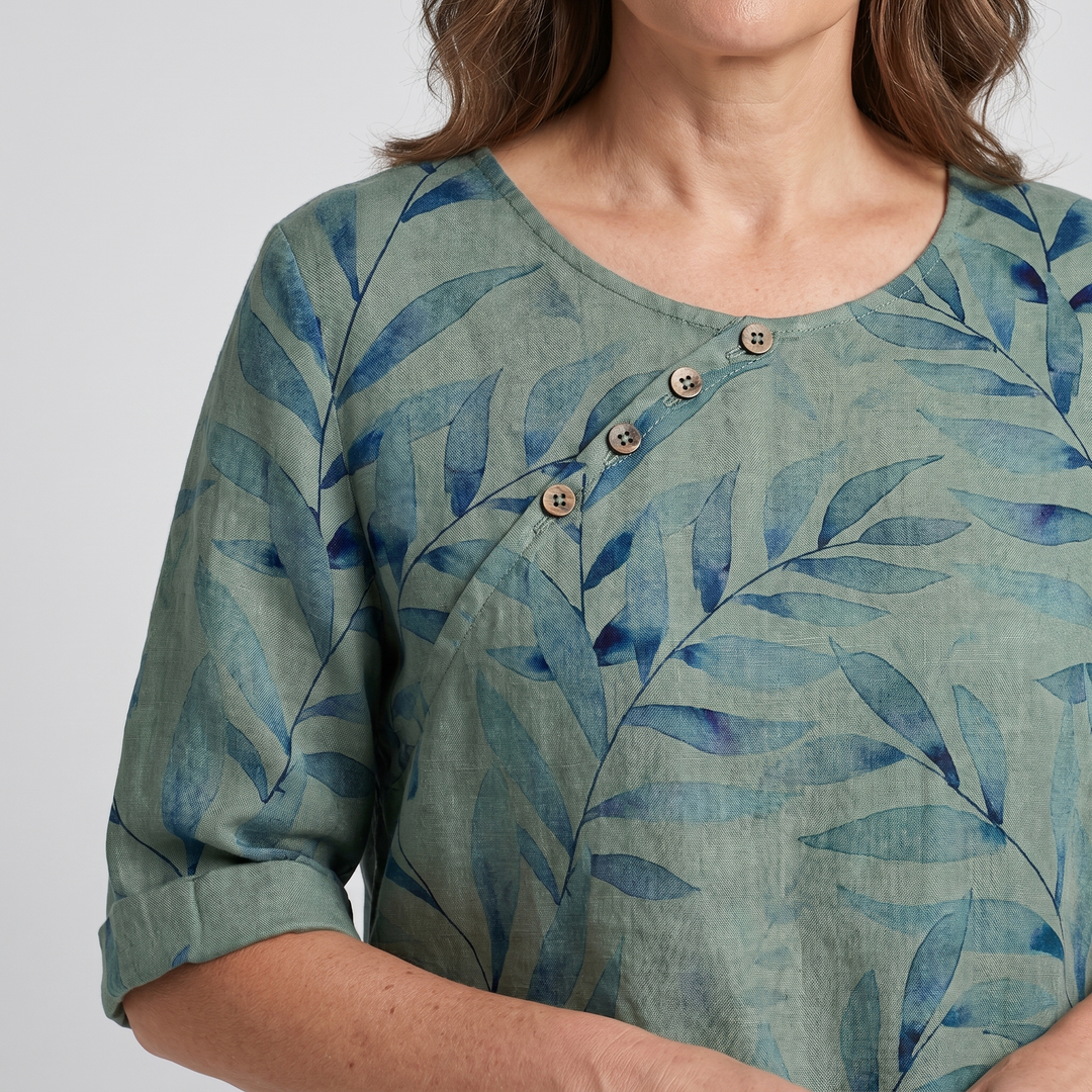 Mathilda | Printed Blouse with Roll-Up Sleeves and Oversized Fit for Women