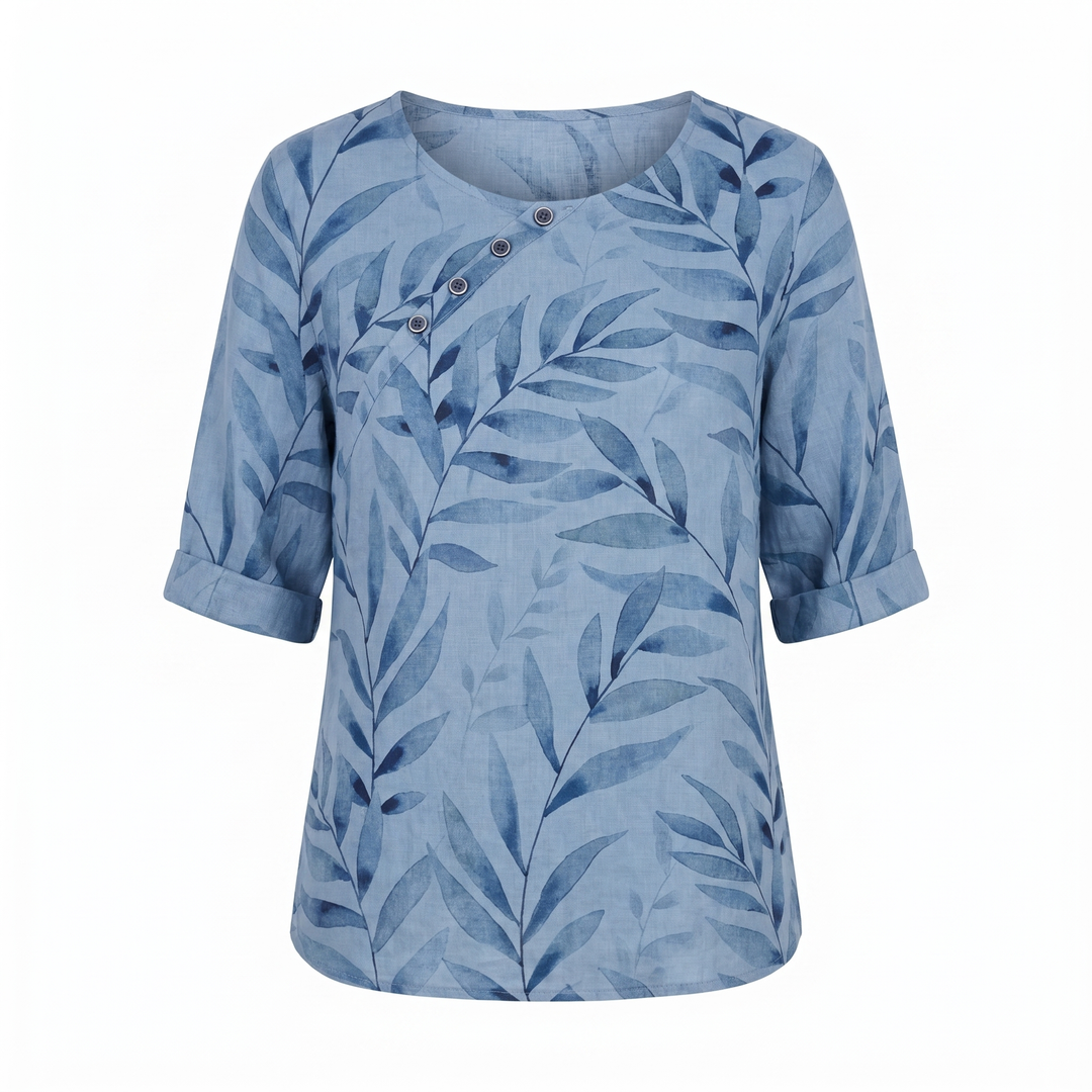 Mathilda | Printed Blouse with Roll-Up Sleeves and Oversized Fit for Women