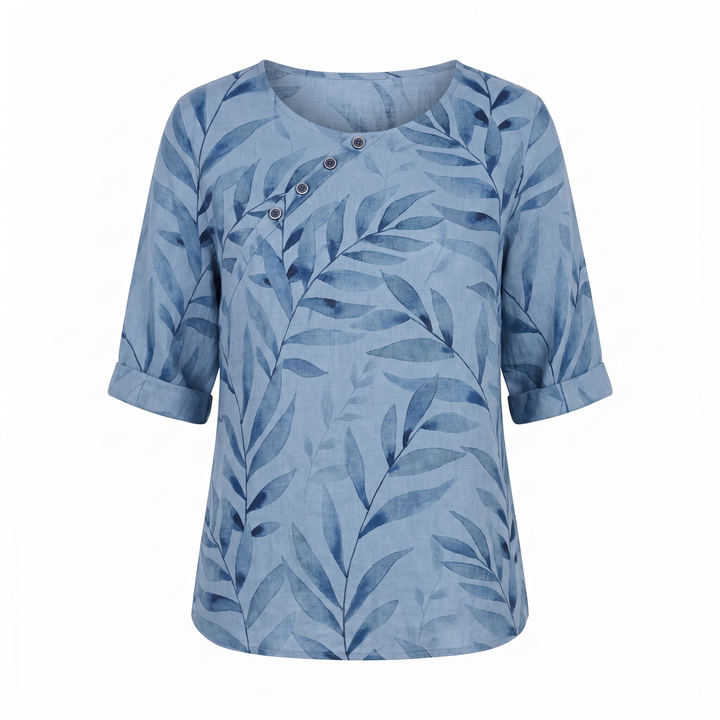 Mathilda | Printed Blouse with Roll-Up Sleeves and Oversized Fit for Women