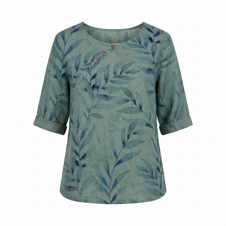 Mathilda | Printed Blouse with Roll-Up Sleeves and Oversized Fit for Women