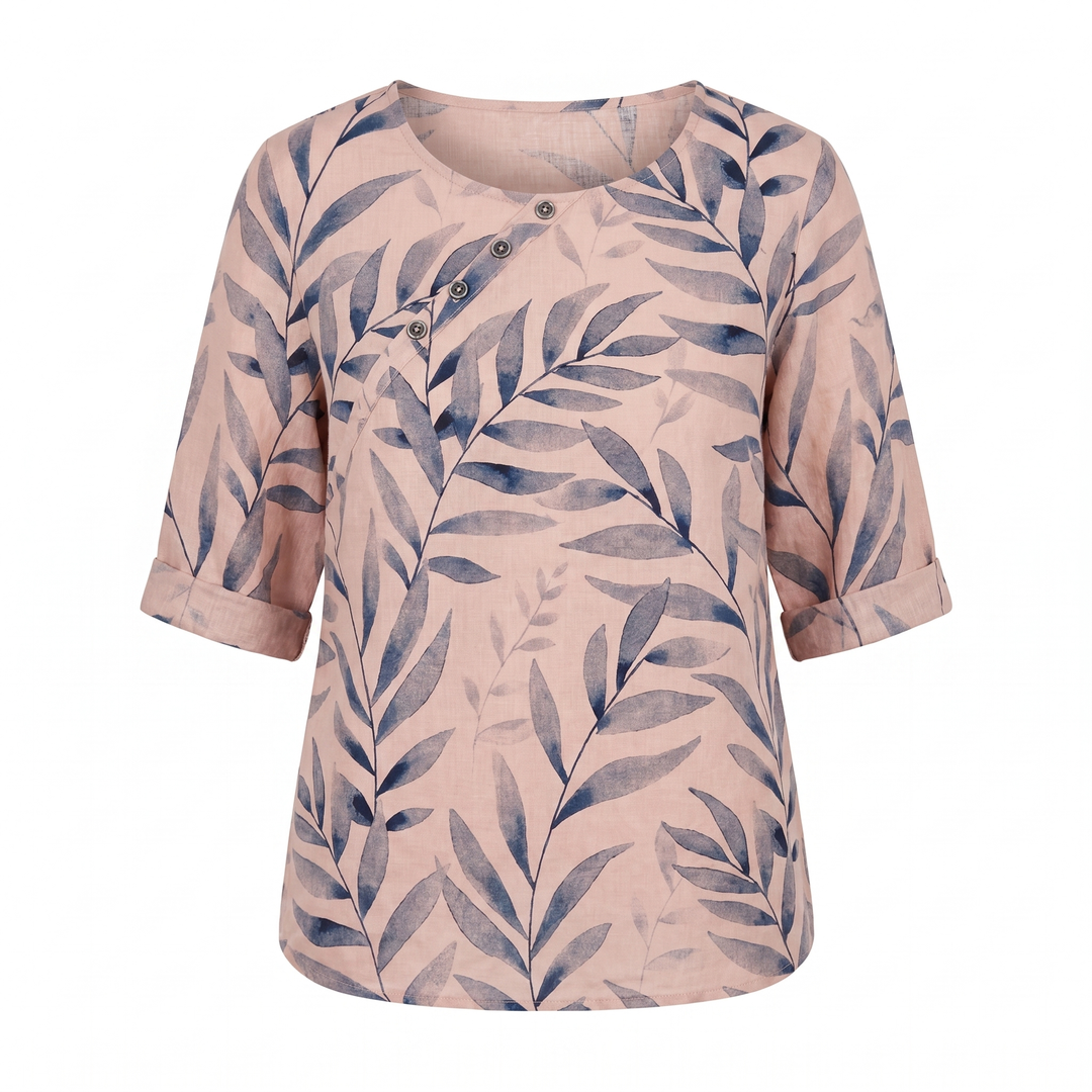 Mathilda | Printed Blouse with Roll-Up Sleeves and Oversized Fit for Women