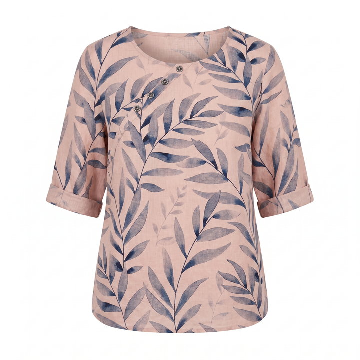 Mathilda | Printed Blouse with Roll-Up Sleeves and Oversized Fit for Women