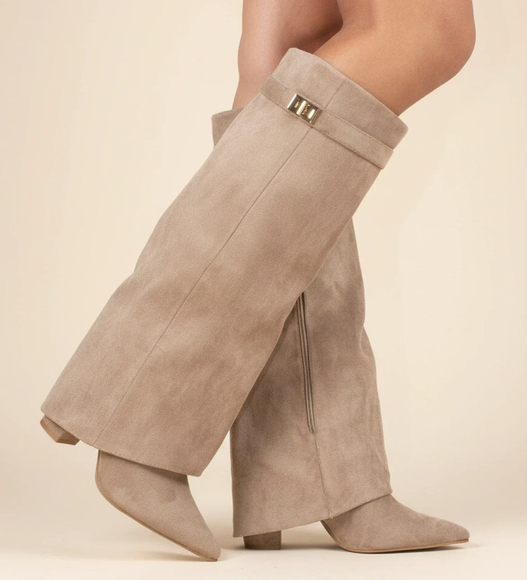 Delacroix | Women's Suede Slouch Knee-High Boots with Pointed Toe