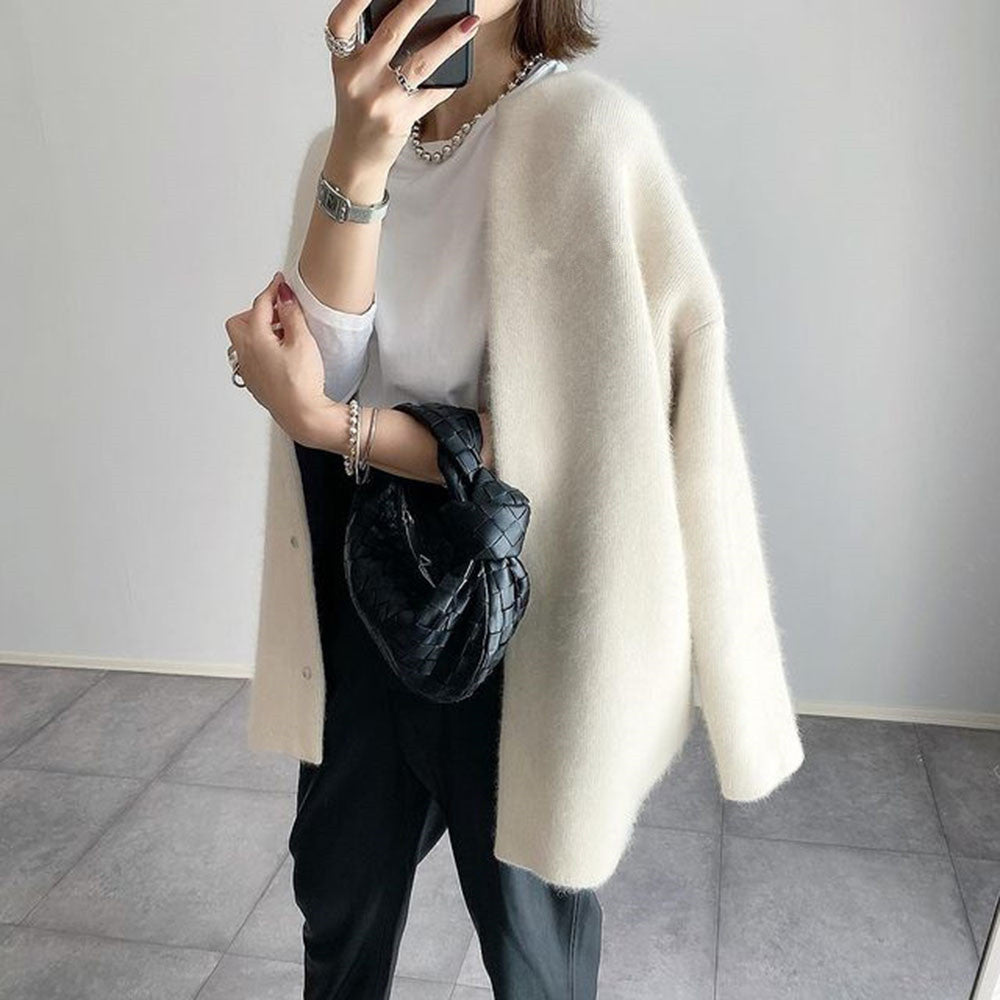 Women's Camel Cardigan Button Front Long Sleeve Pockets Casual Knit