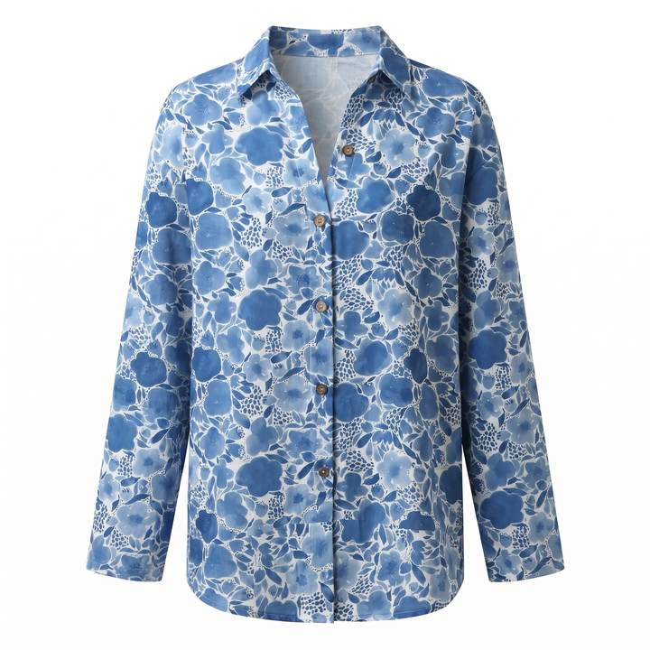 Beth | Button-Up Blouse with Split Neck and Oversized Fit for Women