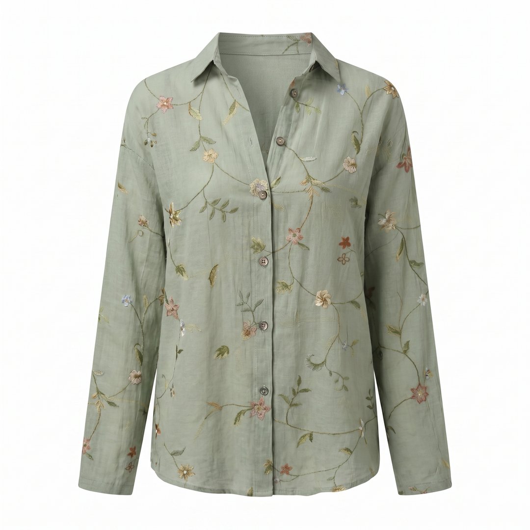 Beth | Button-Up Blouse with Split Neck and Oversized Fit for Women