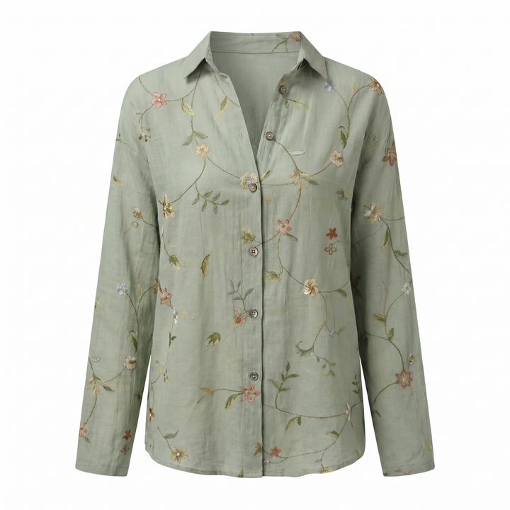 Beth | Button-Up Blouse with Split Neck and Oversized Fit for Women
