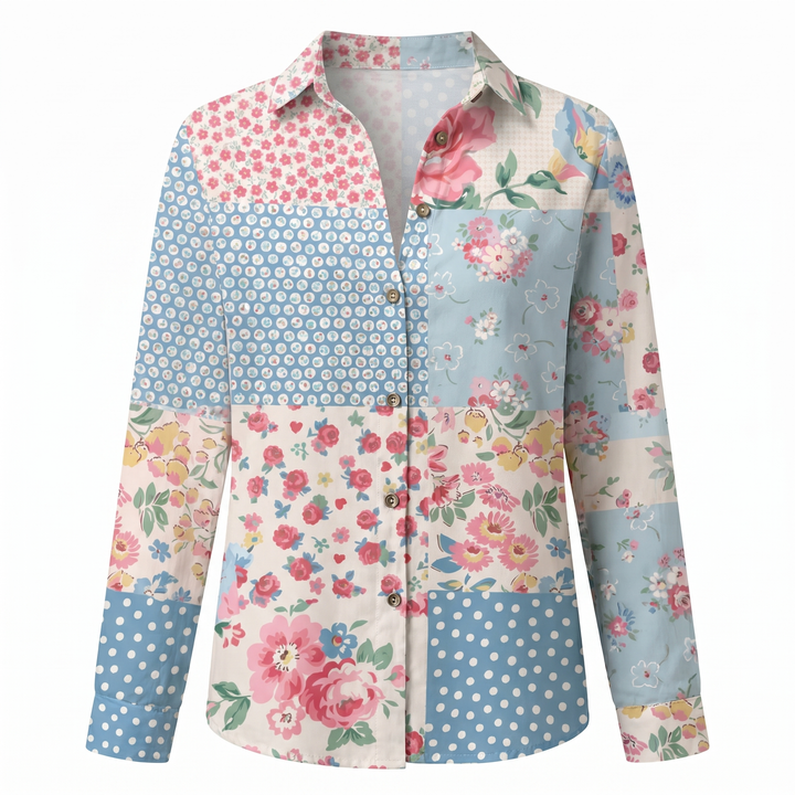 Beth | Button-Up Blouse with Split Neck and Oversized Fit for Women