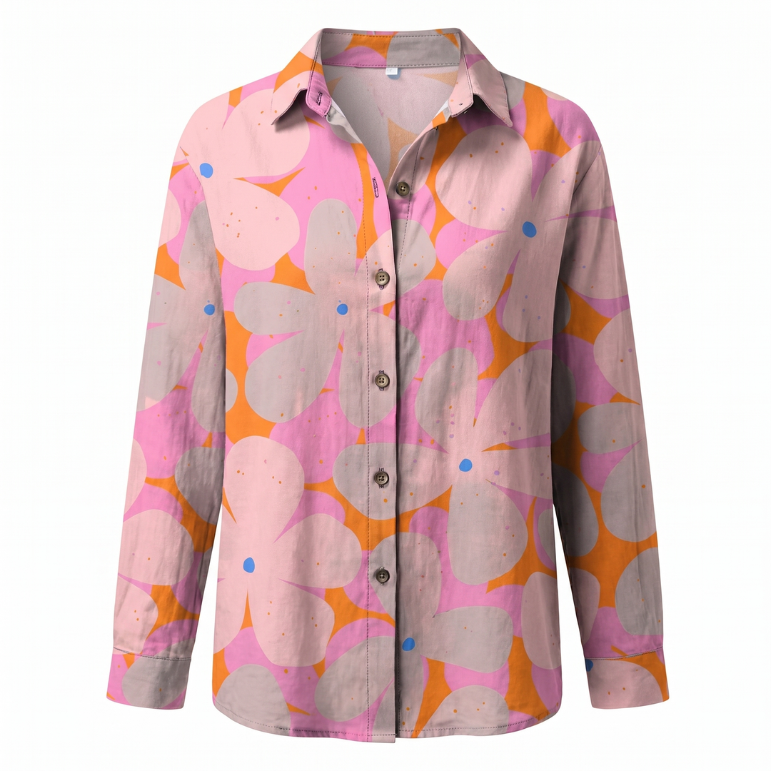 Beth | Button-Up Blouse with Split Neck and Oversized Fit for Women