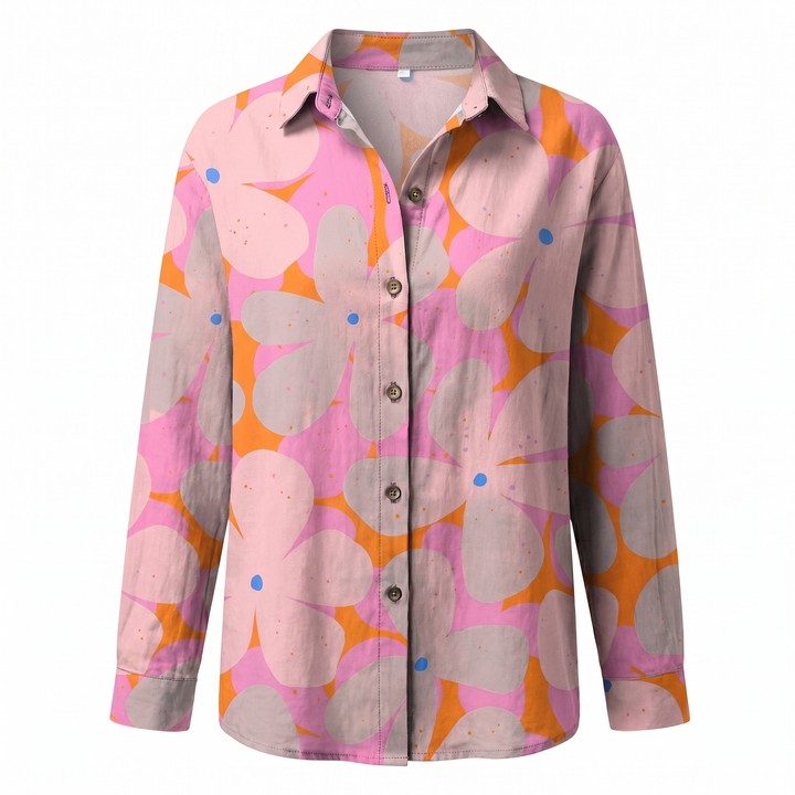 Beth | Button-Up Blouse with Split Neck and Oversized Fit for Women