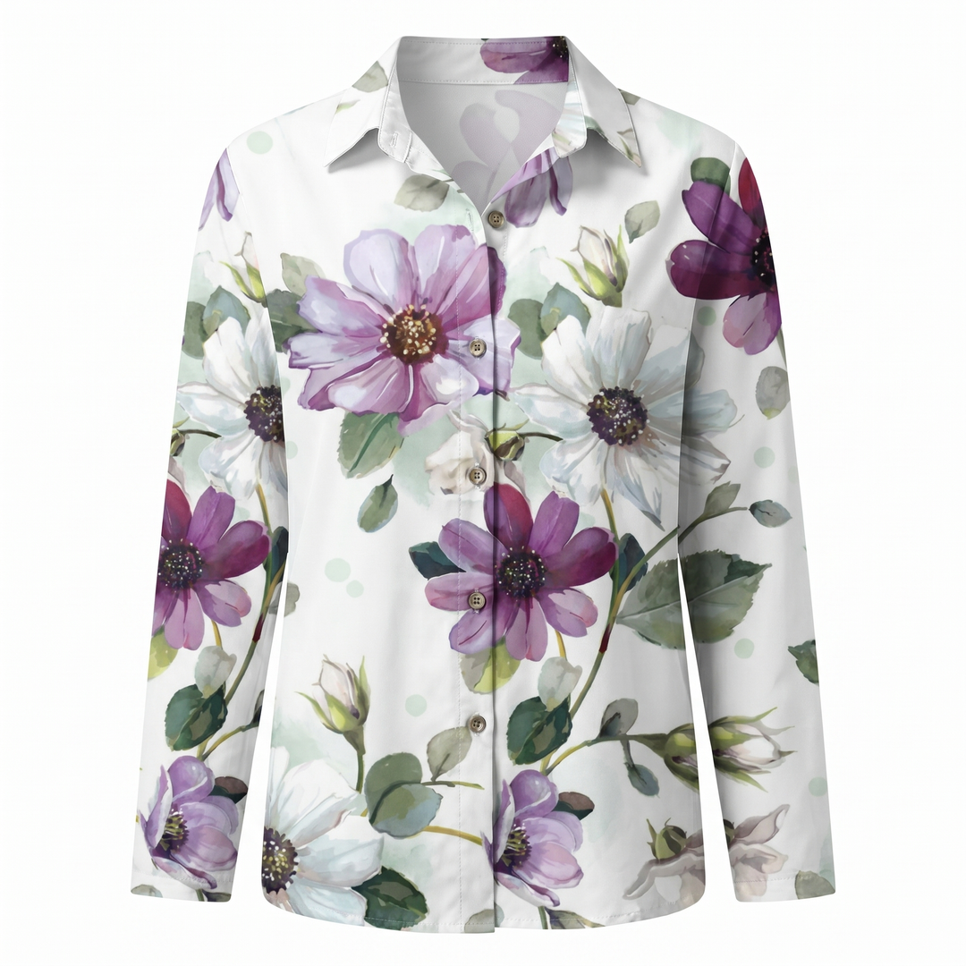 Beth | Button-Up Blouse with Split Neck and Oversized Fit for Women
