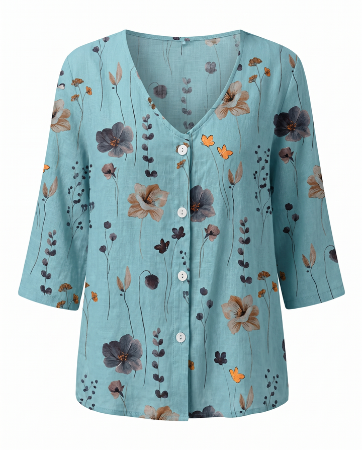 Tira | Blouse with V-Neck and Three-Quarter Sleeves for Women