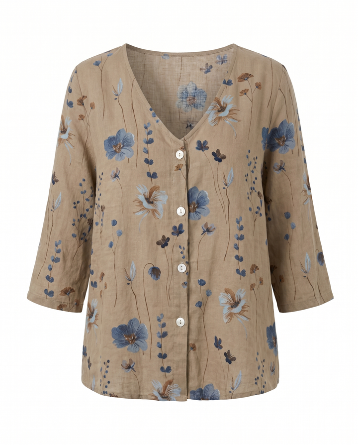 Tira | Blouse with V-Neck and Three-Quarter Sleeves for Women