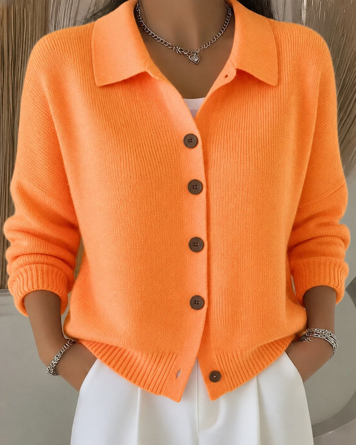 Emma | Women's Relaxed-Fit Button-Up Collared Knit Cardigan – Casual Layering