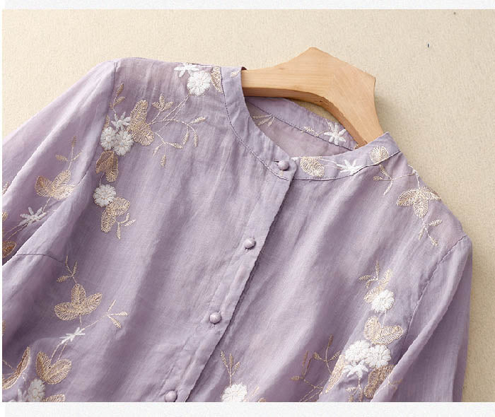 Idyll | Button-Down Floral Blouse with Layered Hem for Women